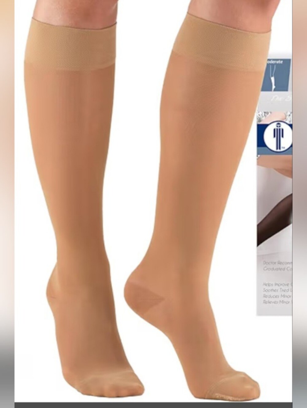 Womens compression knee high's, 20-30mmHg,beige,sz L brand-truform ,New
